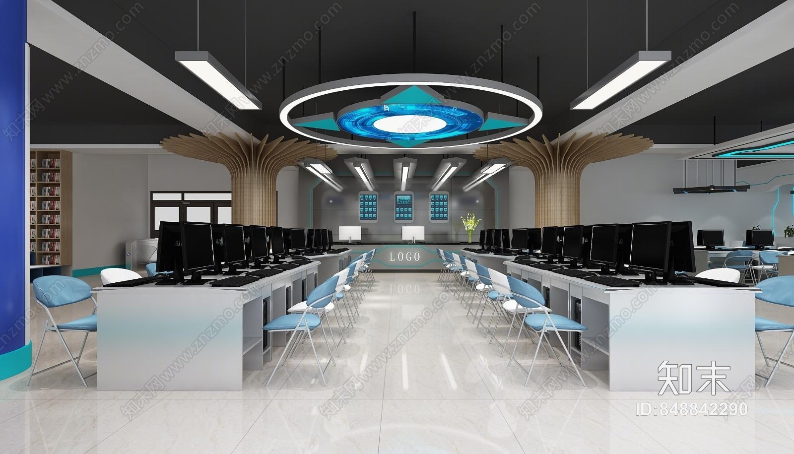 现代阅览室3D模型下载【ID:848842290】
