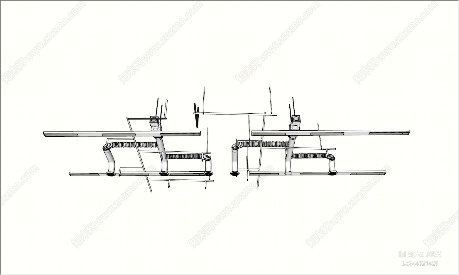 工业风格吊顶SU模型下载【ID:344621428】