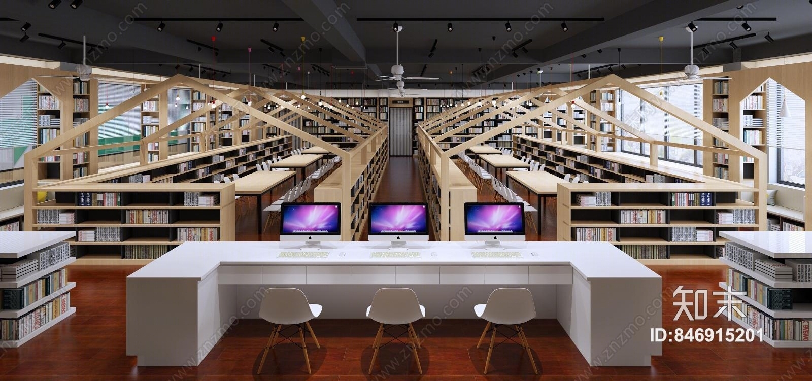 现代读书室3D模型下载【ID:846915201】