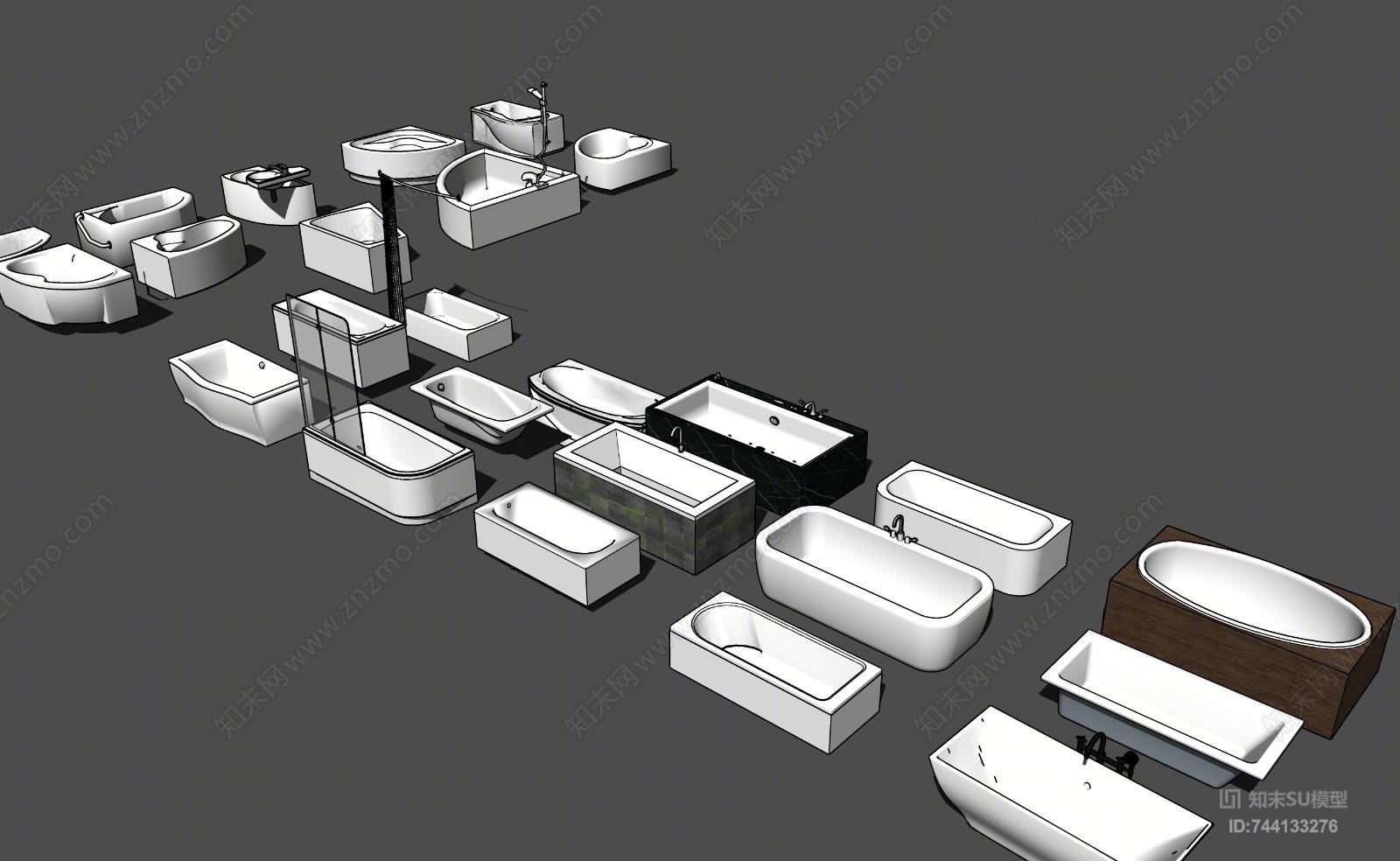 现代浴缸SU模型下载【ID:744133276】