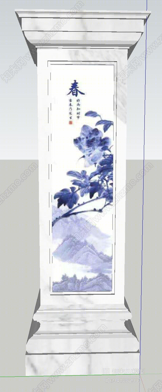 大理石雕花柱SU模型下载【ID:941882903】