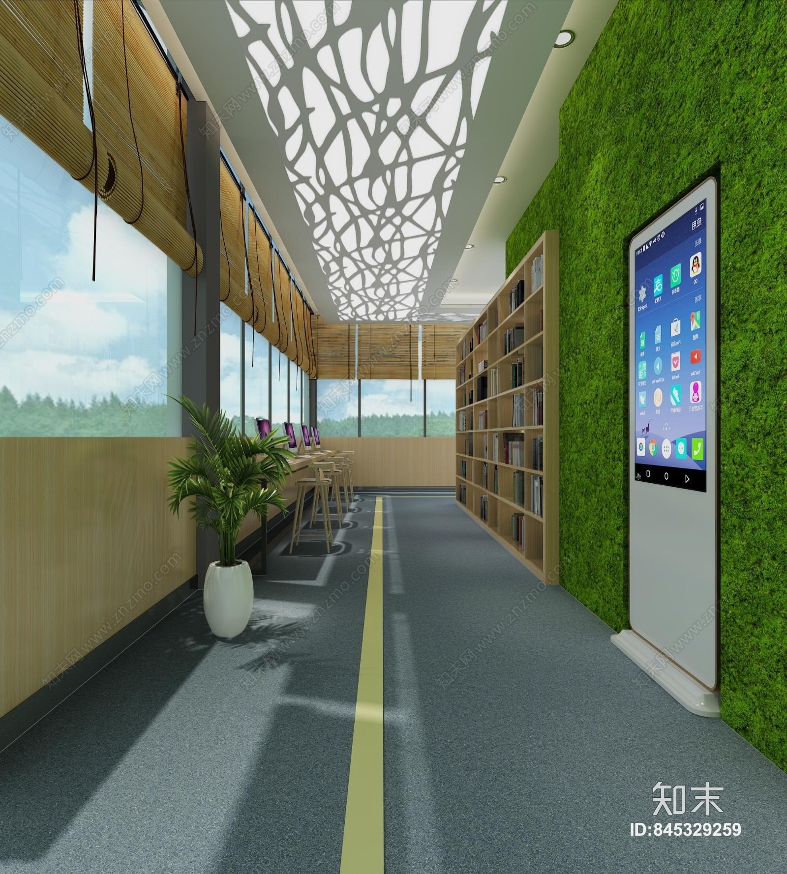 现代图书室3D模型下载【ID:845329259】