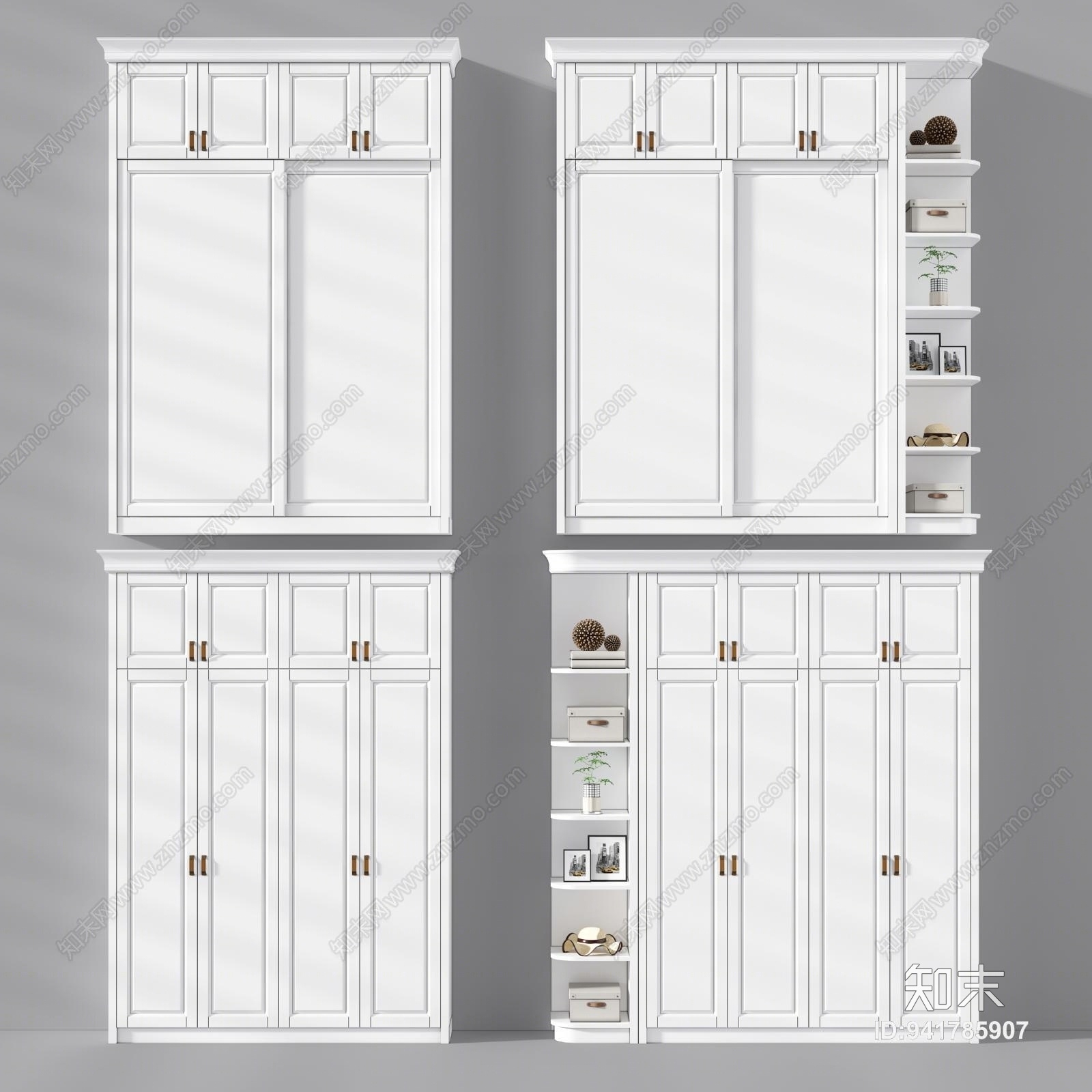 简欧衣柜欧式移门衣柜欧式对开门衣柜简欧趟门衣柜3D模型下载【ID:941785907】