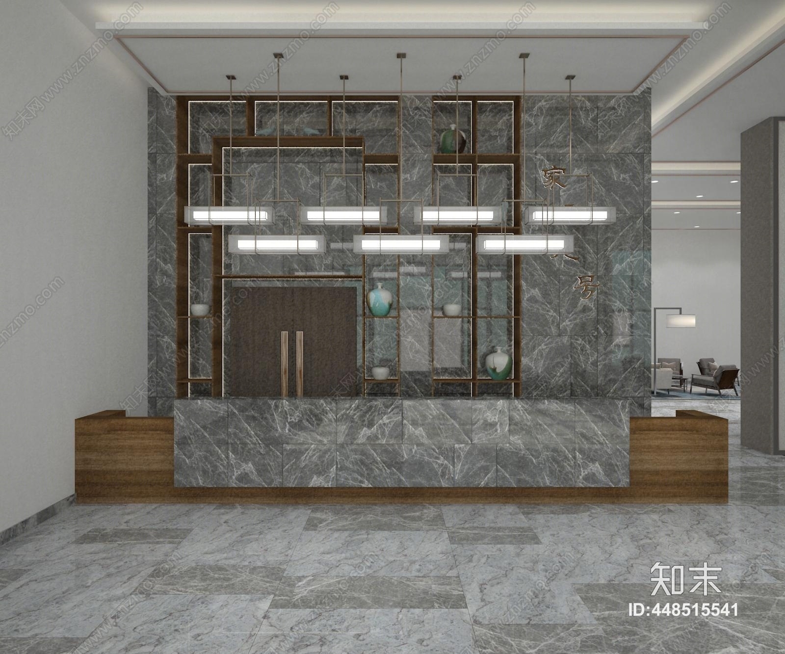 新中式售楼处3D模型下载【ID:448515541】_知末3d模型网