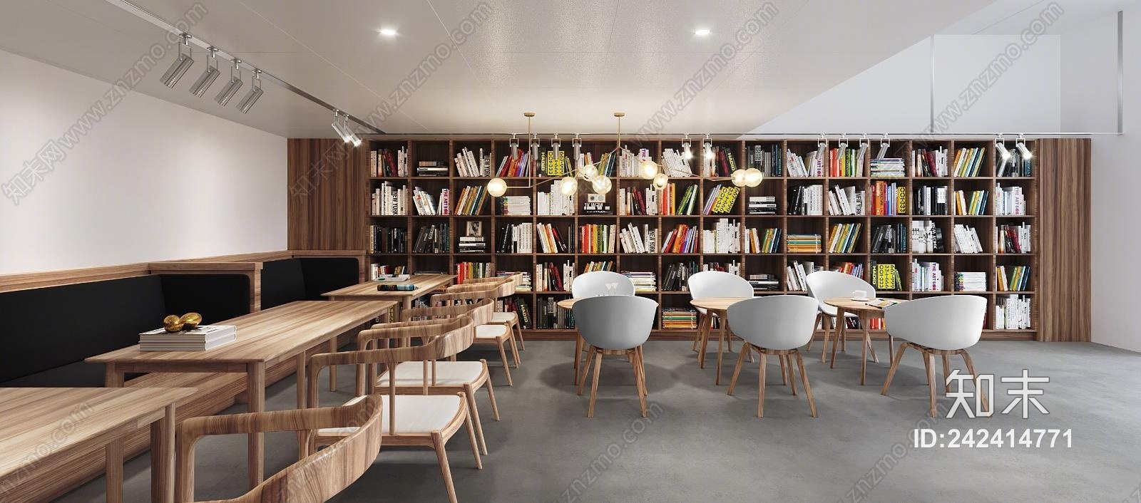 北欧咖啡厅书吧3D模型下载【ID:242414771】