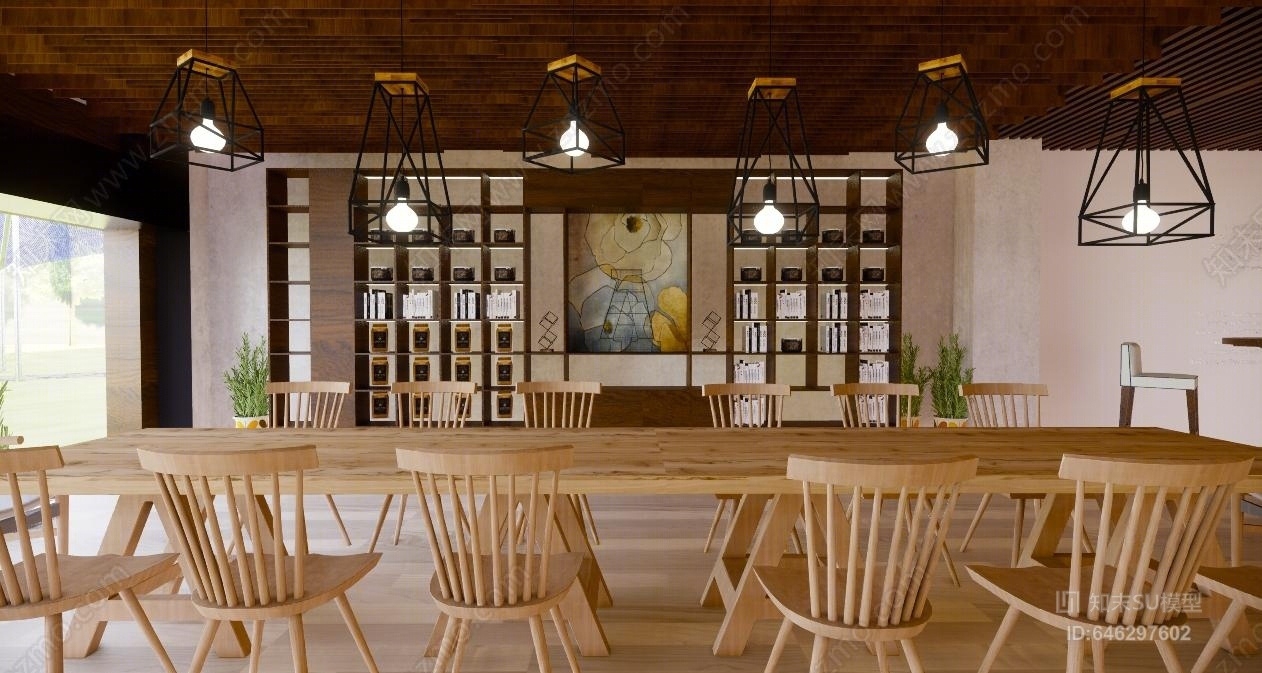 现代咖啡馆SU模型下载【ID:646297602】