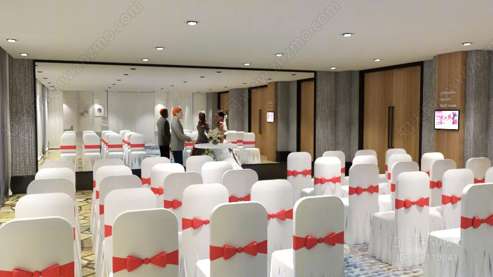 宴会厅SU模型下载【ID:942119041】