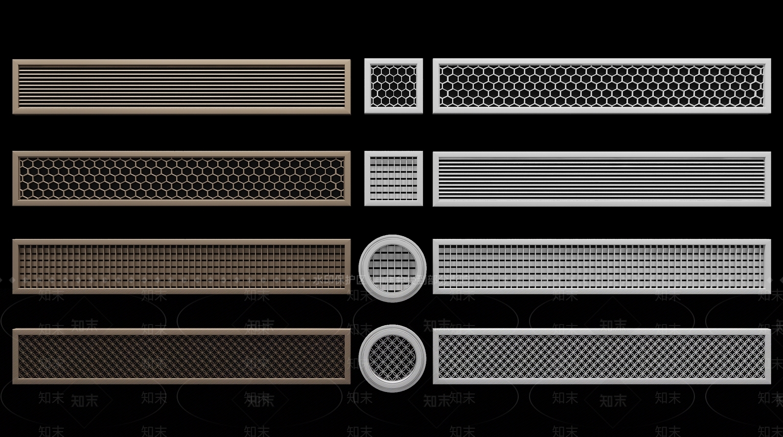 现代空调风口组合模型3D模型下载【ID:134970808】