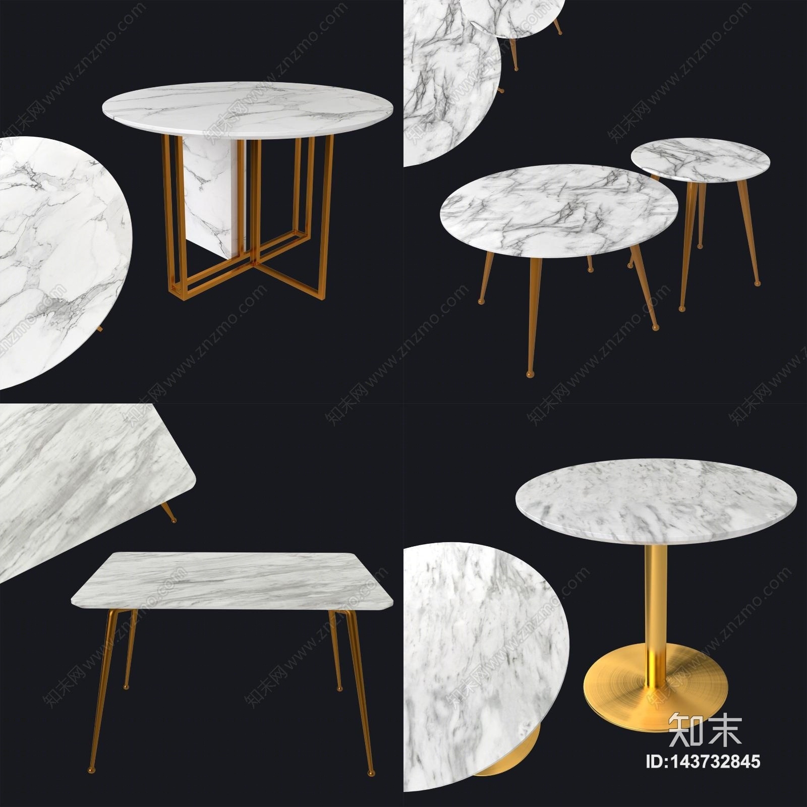 后现代轻奢风格餐桌3D模型下载【ID:143732845】