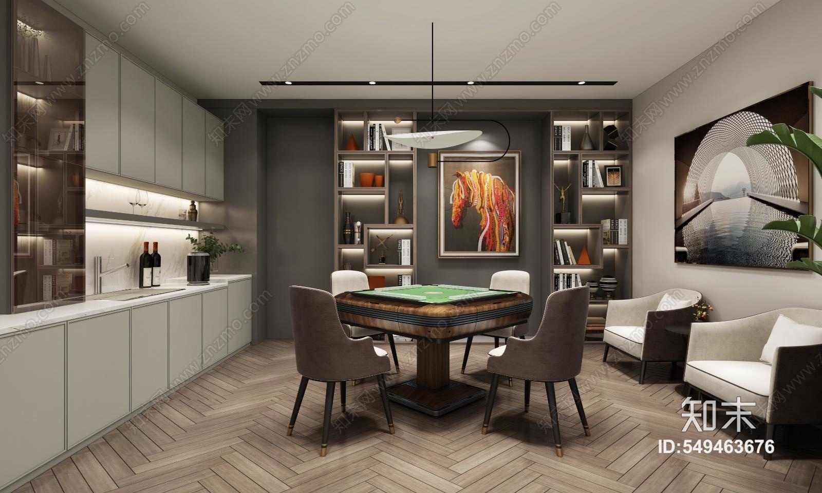 现代麻将室3D模型下载【ID:549463676】