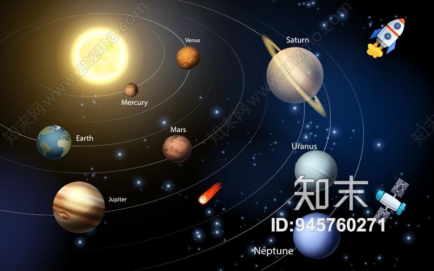儿童房宇宙壁布壁纸贴图下载【ID:945760271】