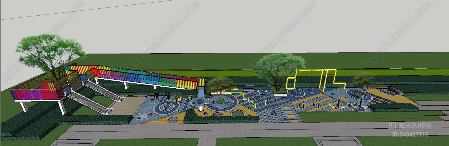 现代风格儿童区景观SU模型下载【ID:548427715】