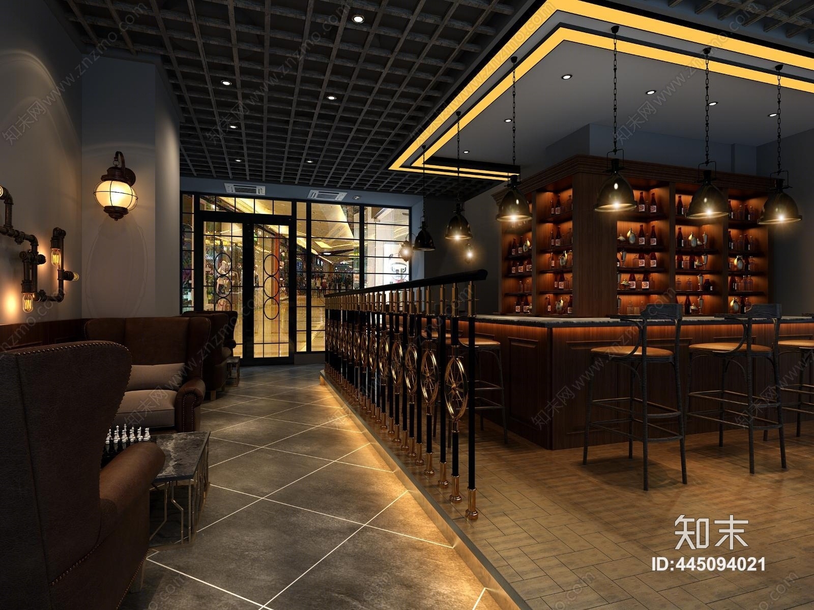 美式酒吧3D模型下载【ID:445094021】