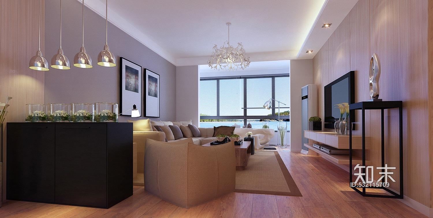 现代简约风格家装-三室改二室施工图下载【ID:532115709】