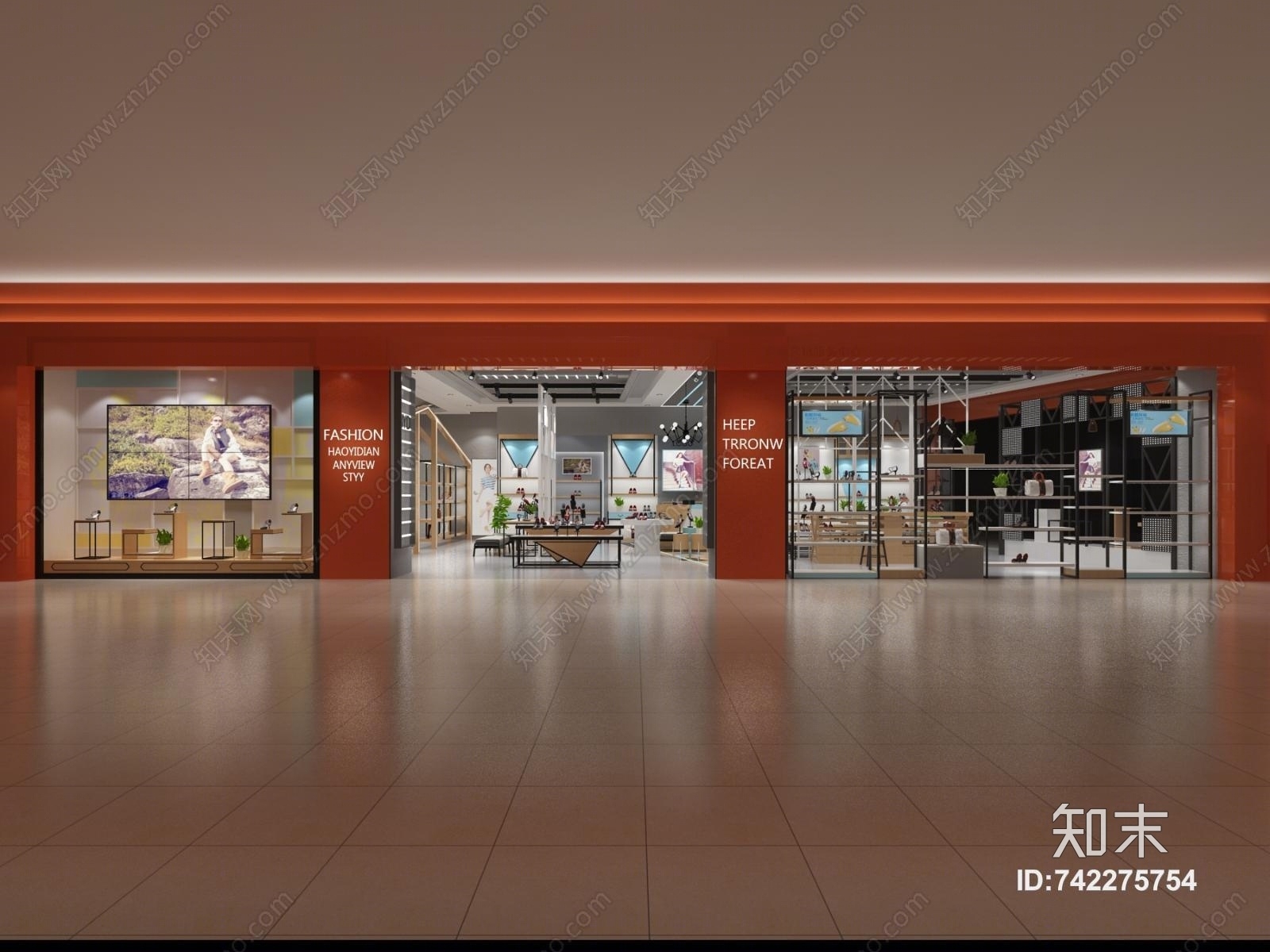 工业风鞋店3D模型下载【ID:742275754】