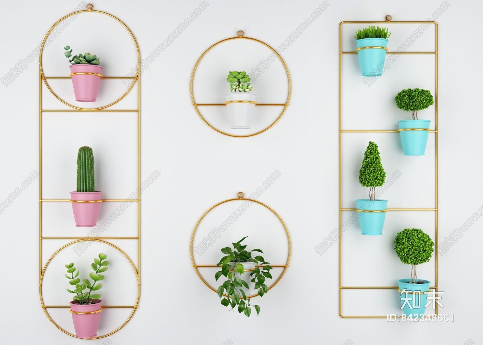 北欧花架3D模型下载【ID:842348661】