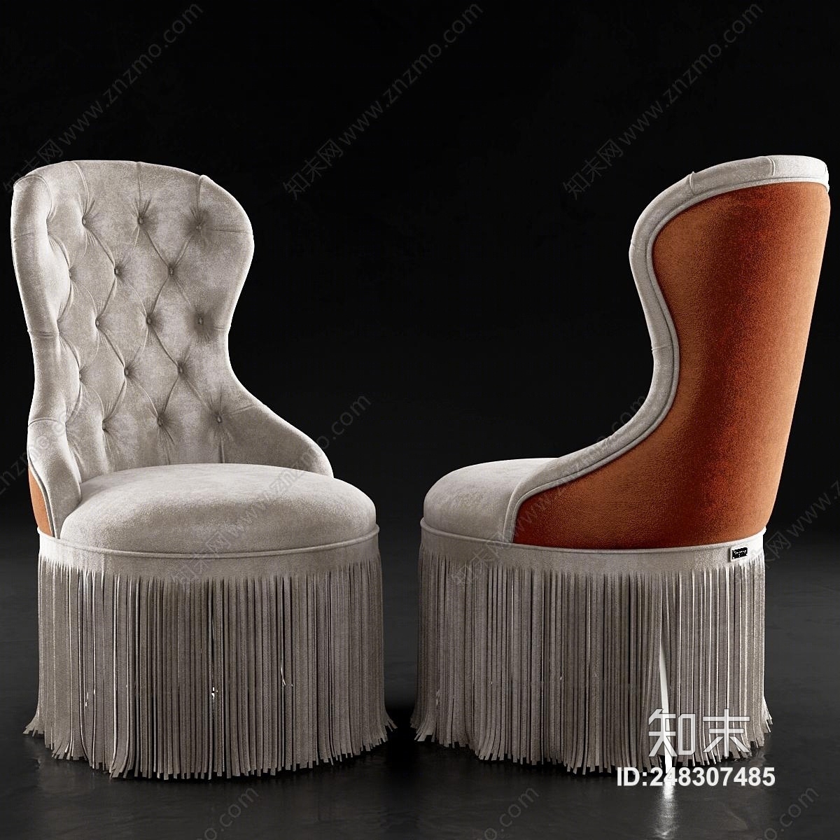 新古典软包靠背椅3D模型下载【ID:248307485】