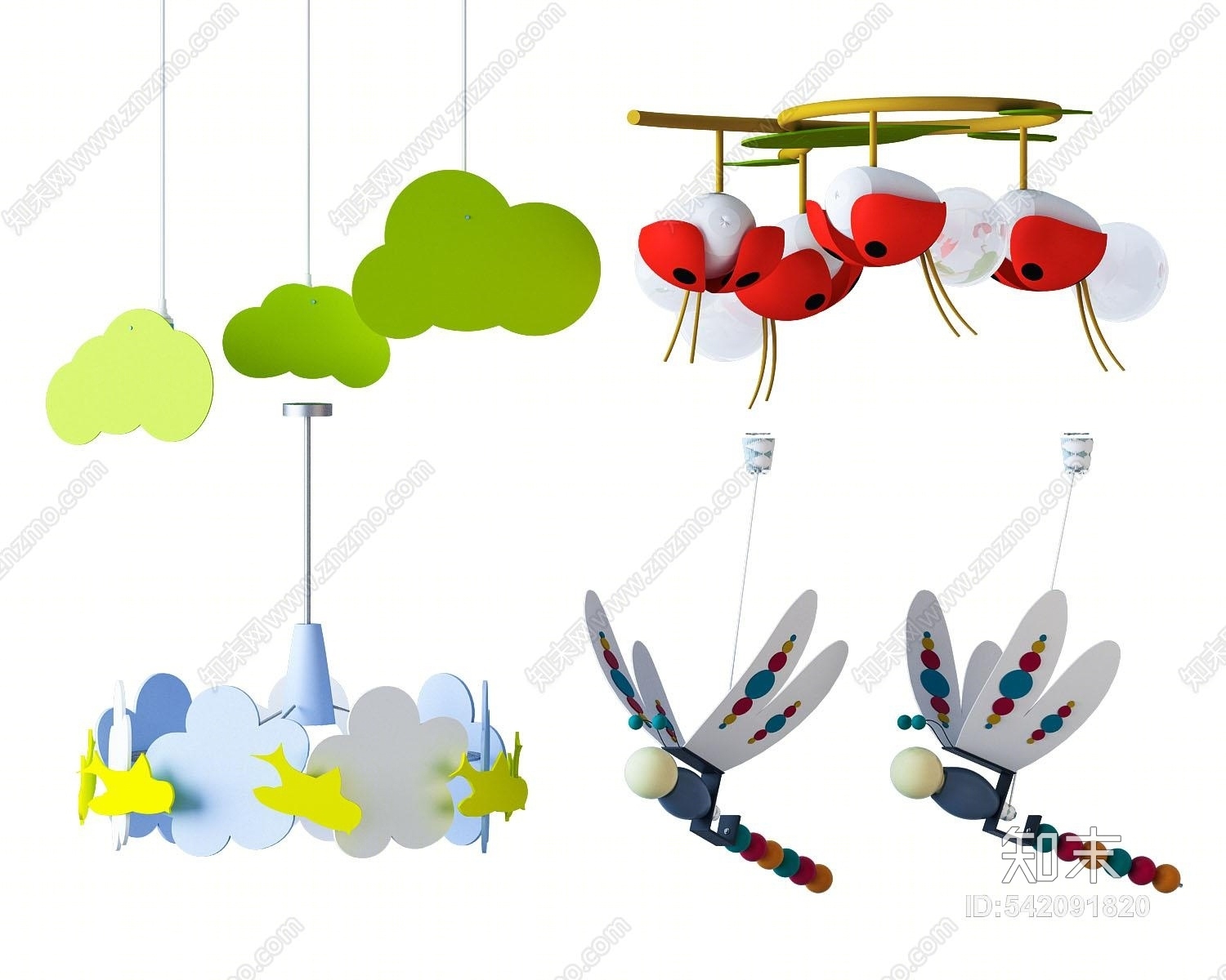 现代儿童卡通吊灯3D模型下载【ID:542091820】