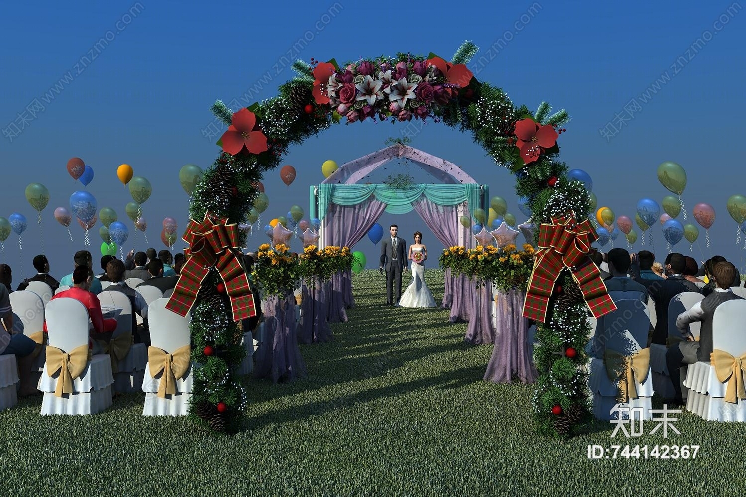现代露天婚礼现场3D模型下载【ID:744142367】