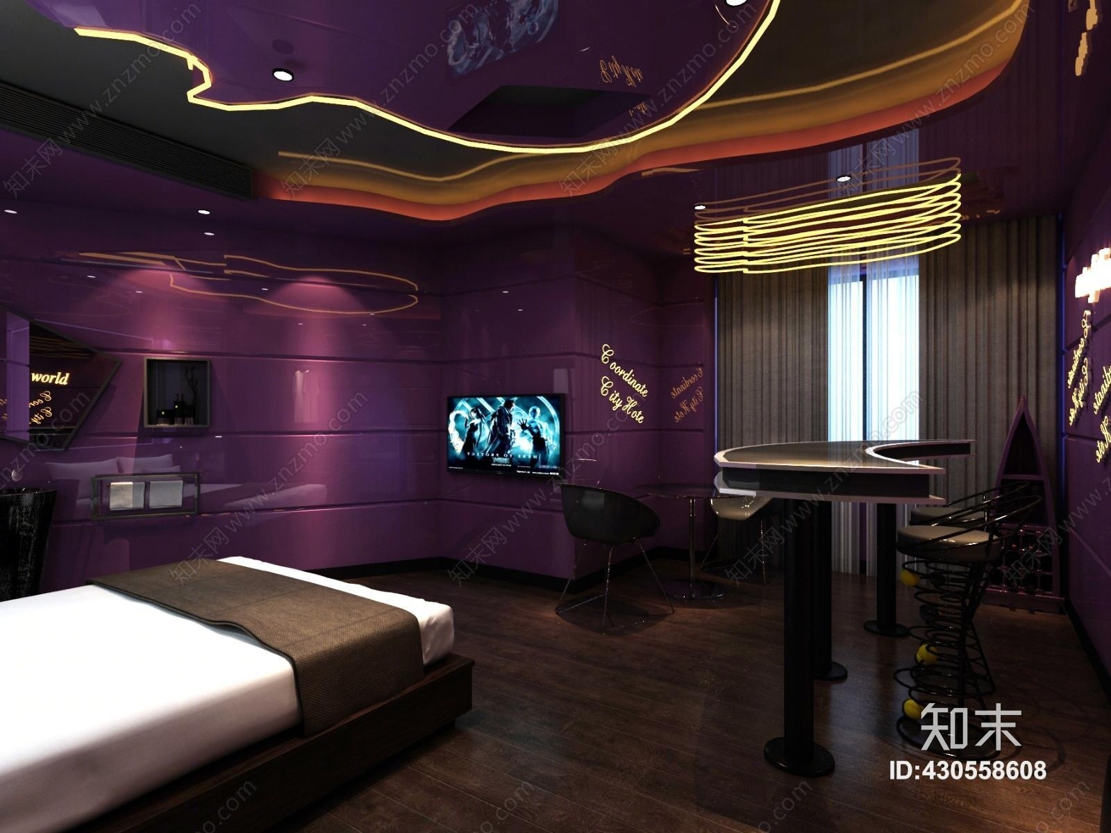 现代时尚酒店主题房酒吧风吧台3D模型下载【ID:430558608】