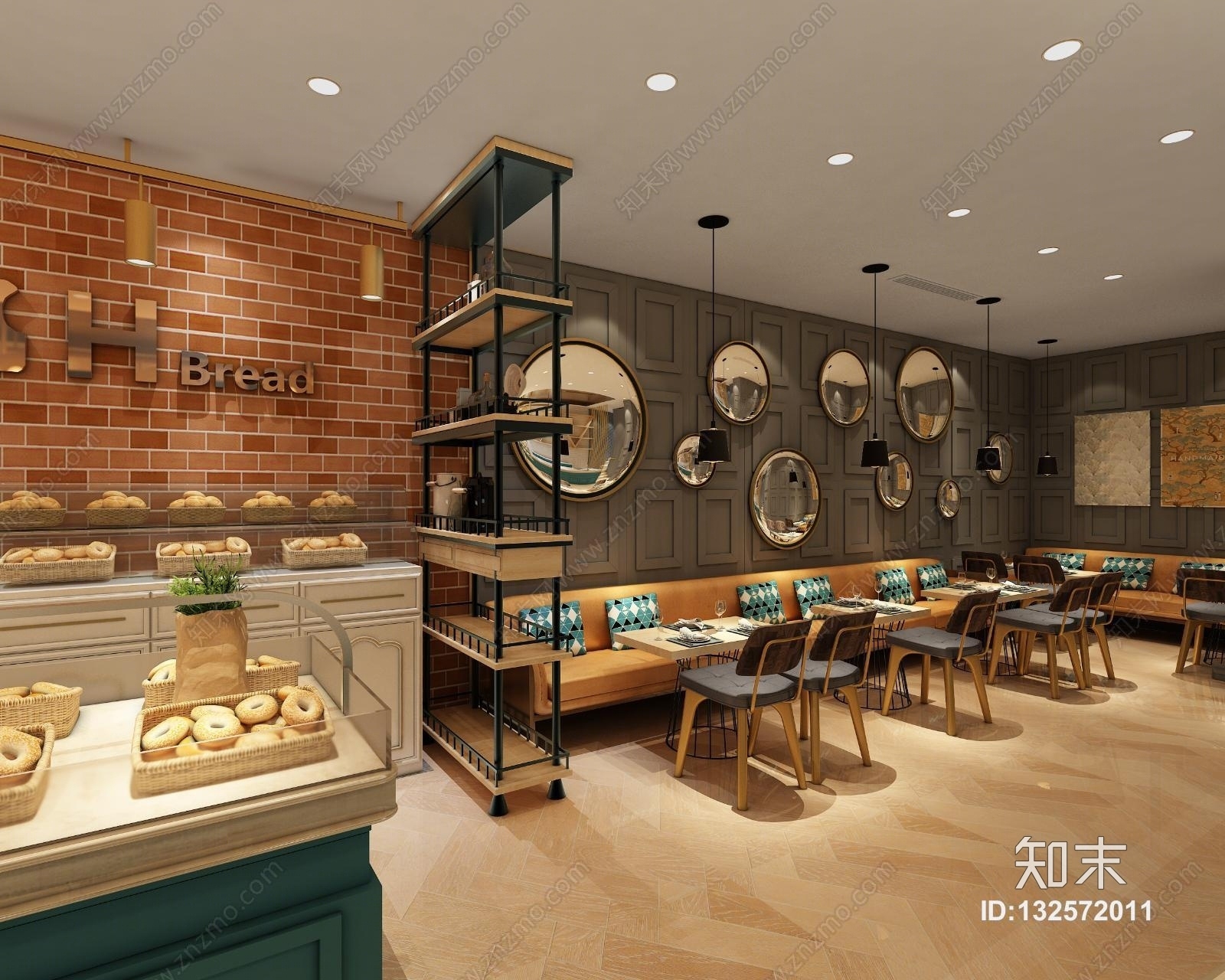 工业风面包店烘焙店蛋糕店3D模型下载【ID:132572011】