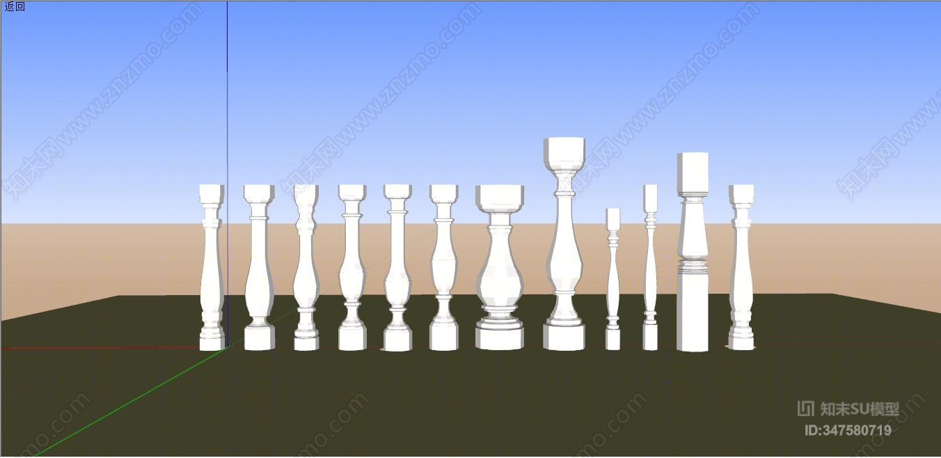 欧式栏杆柱SU模型下载【ID:347580719】