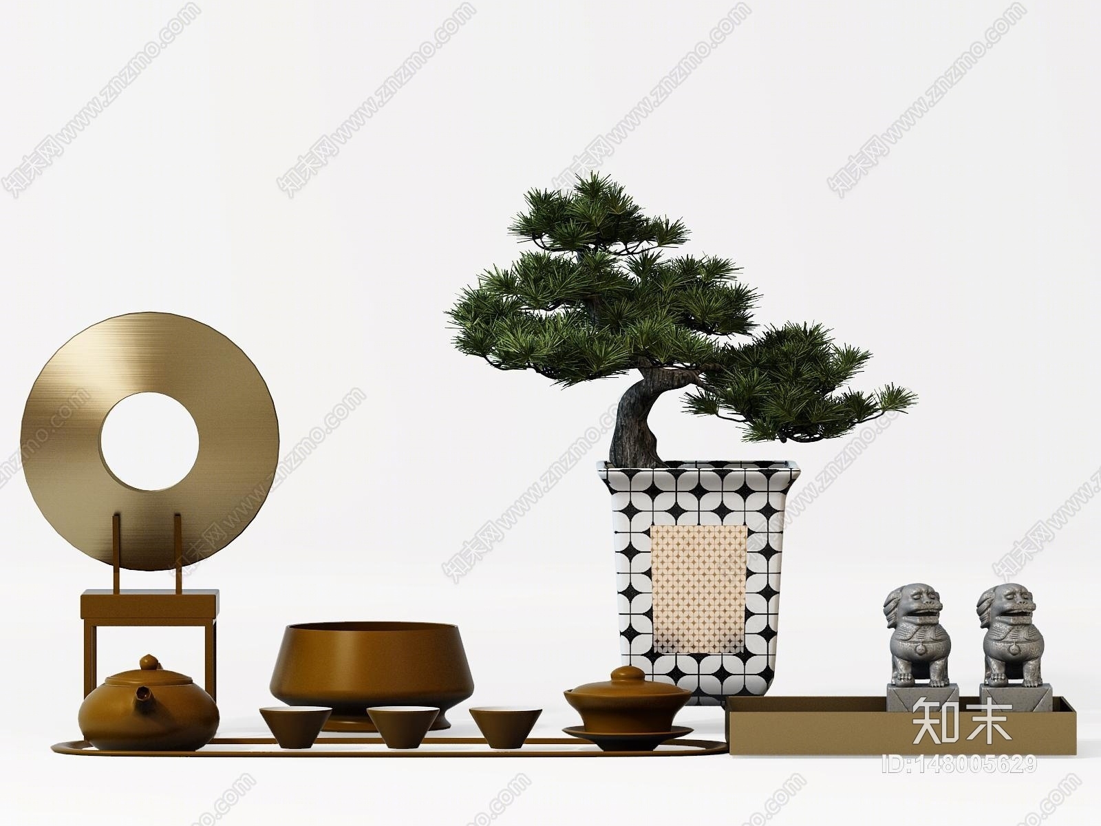 新中式茶具3D模型下载【ID:148005629】