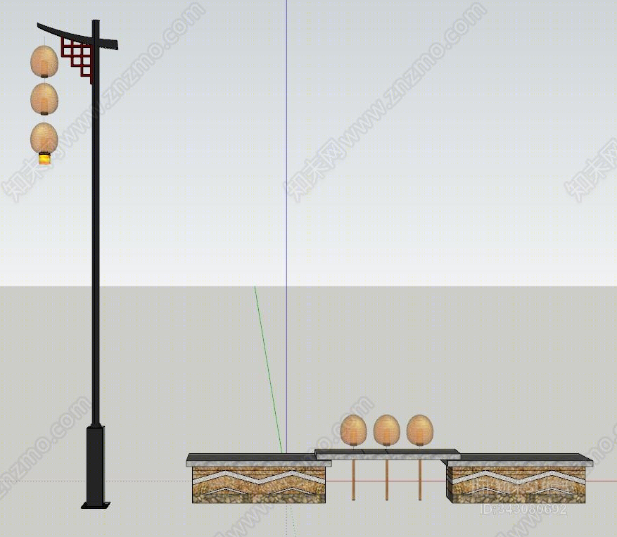 中式路灯SU模型下载【ID:343080692】