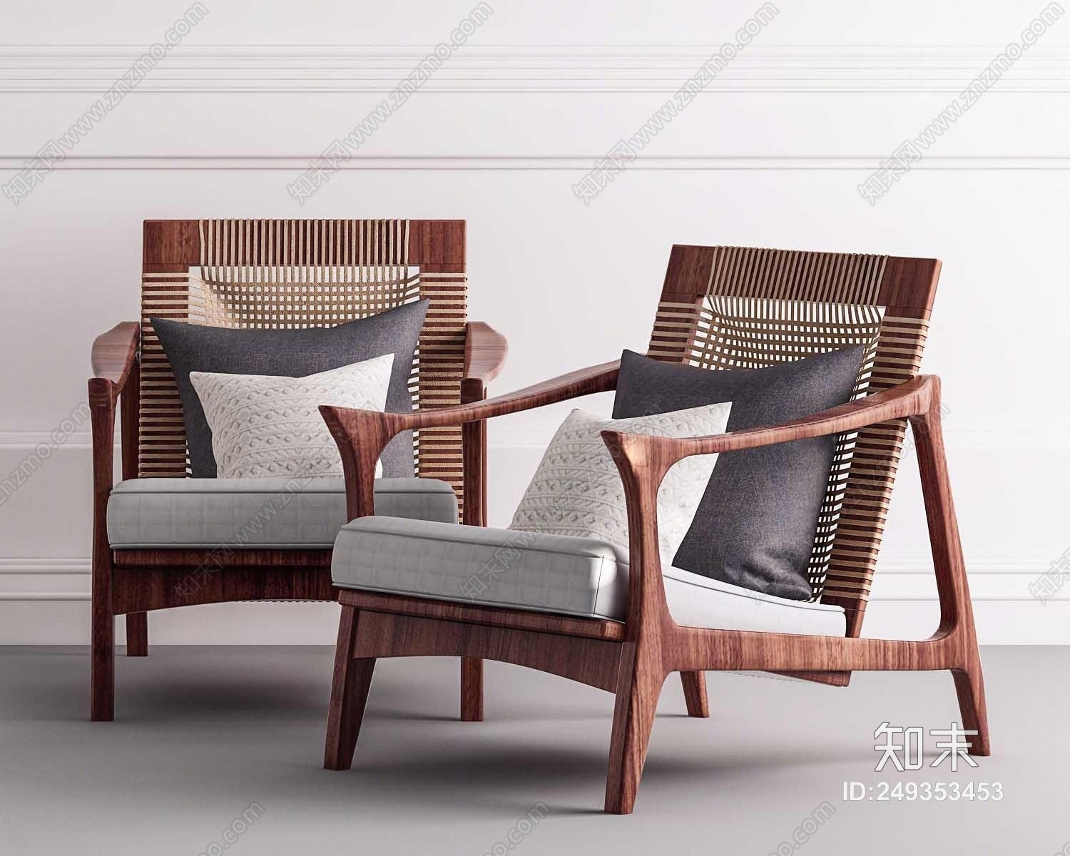 中式椅子组合3D模型下载【ID:249353453】