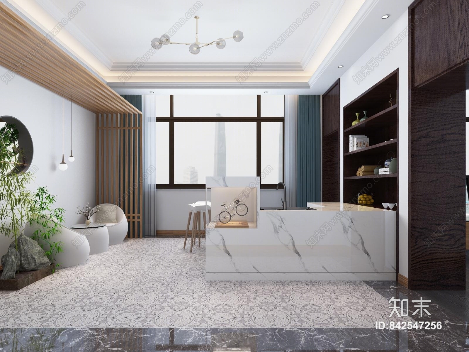 现代图书馆3D模型下载【ID:842547256】