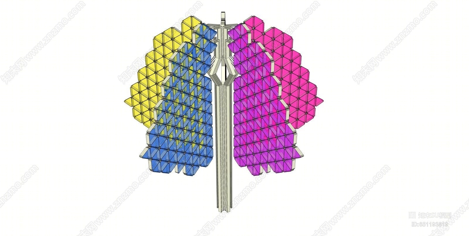 现代风格七彩发光树装置雕塑SU模型下载【ID:651193819】