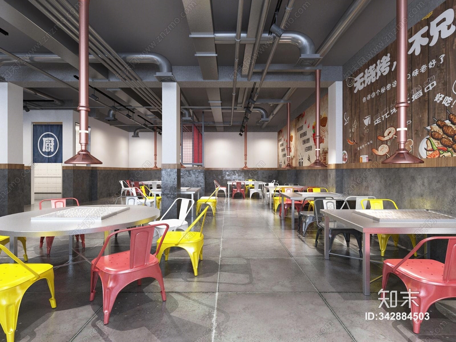 工业风烧烤店3D模型下载【ID:342884503】