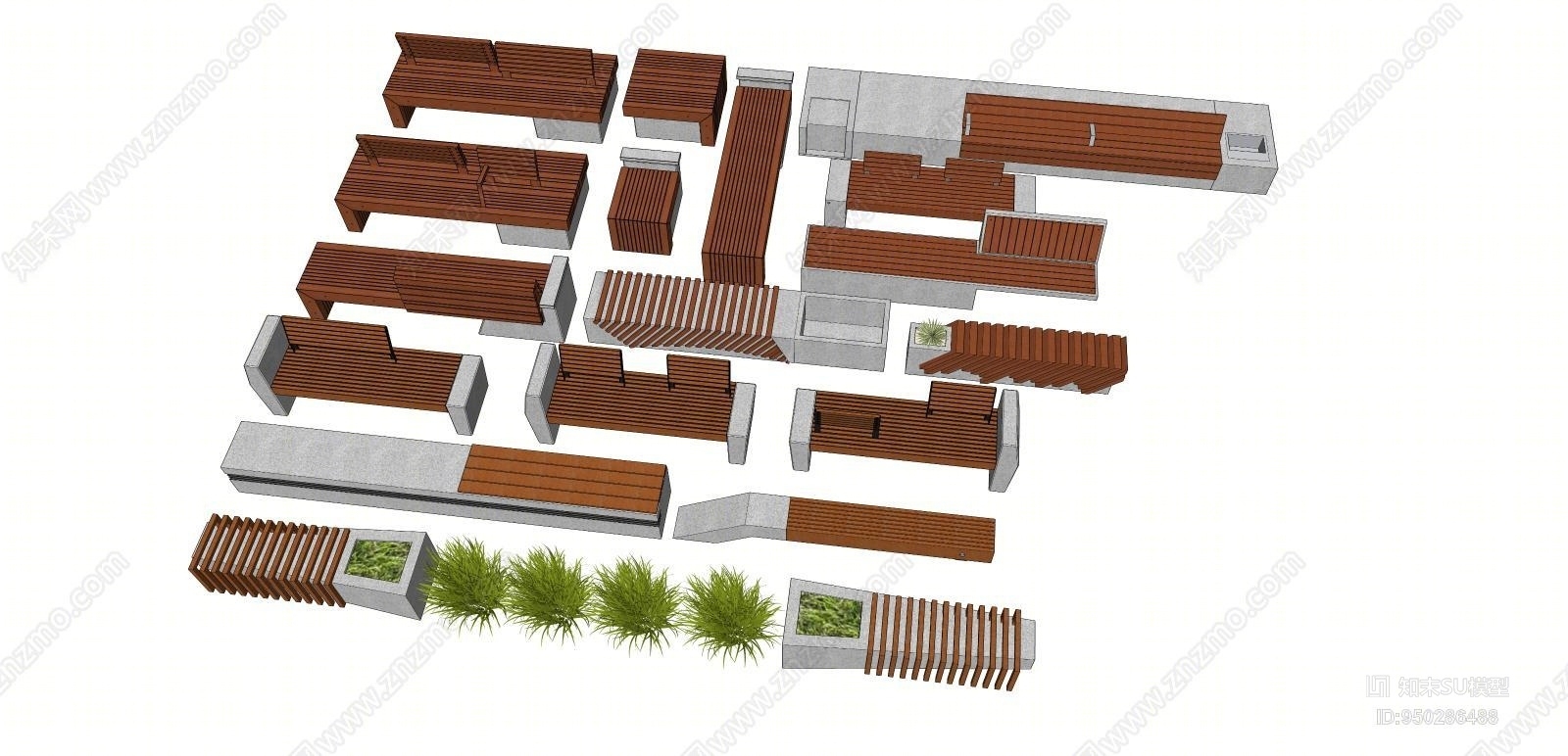 现代风格户外休闲石材SU模型下载【ID:950286488】