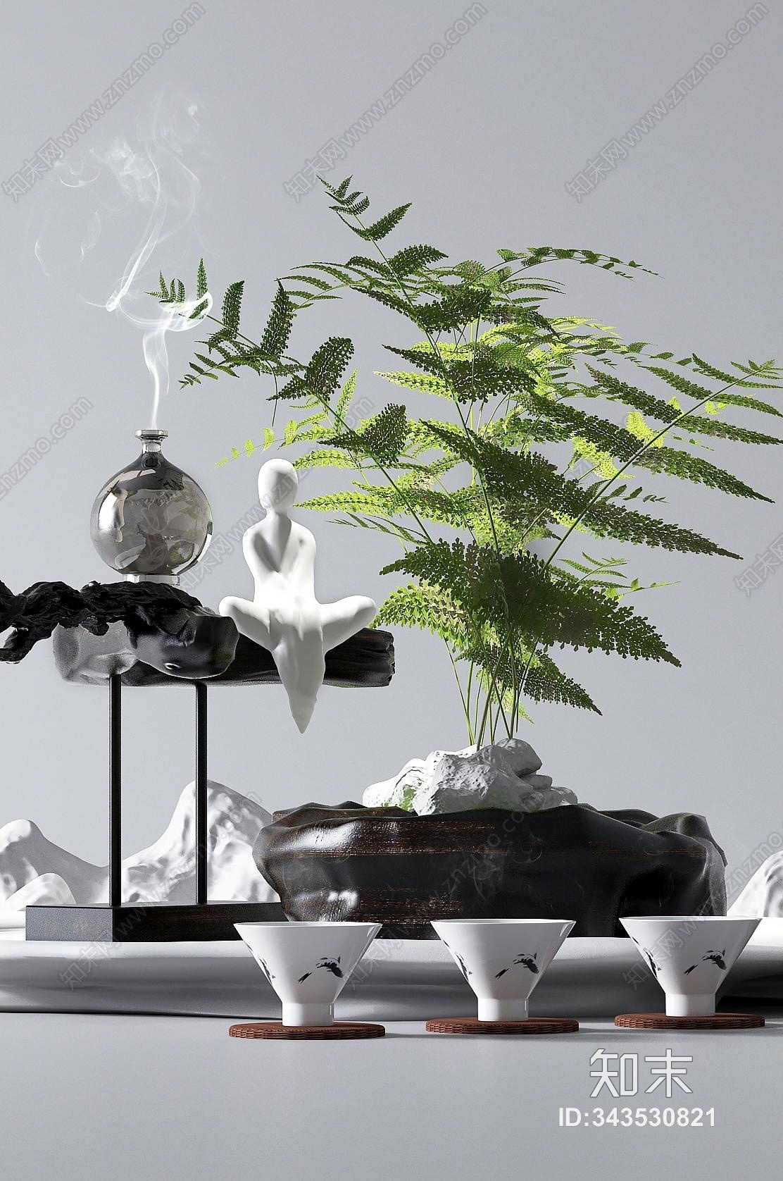 新中式盆景3D模型下载【ID:343530821】
