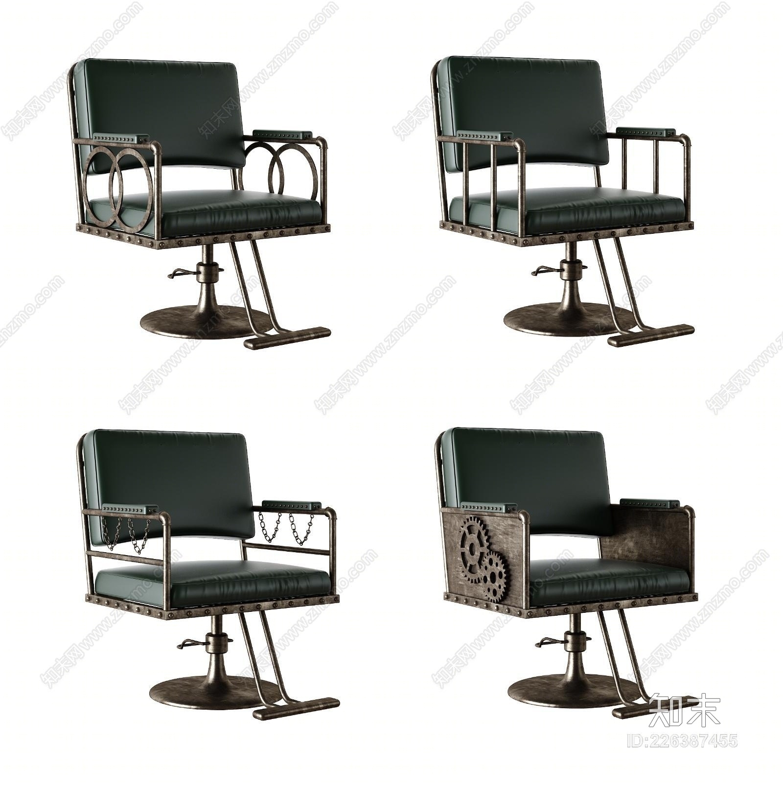工业风理发店椅子3D模型下载【ID:226387455】