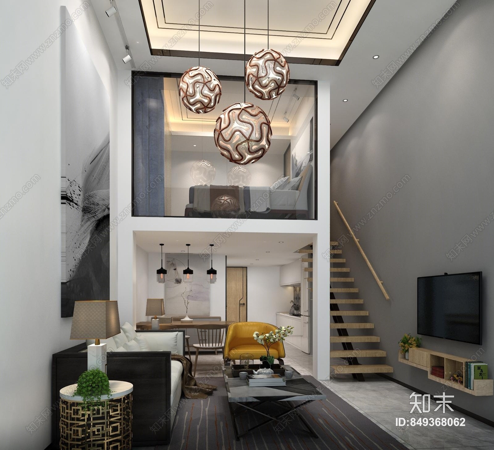 现代单身公寓3D模型下载【ID:849368062】