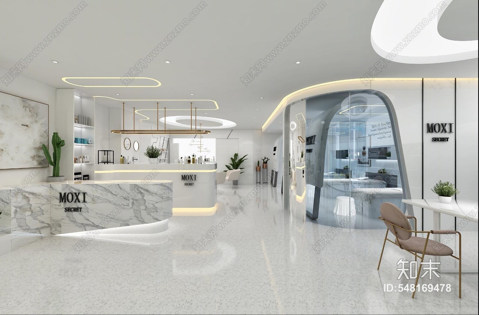 现代轻奢美甲店3D模型下载【ID:548169478】