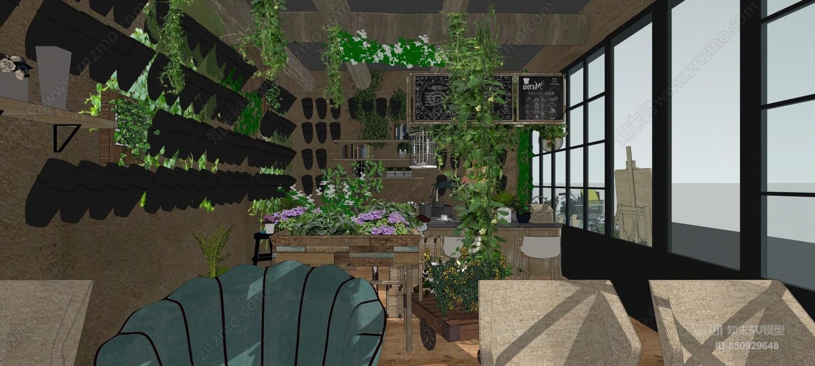 现代鲜花店SU模型下载【ID:850929648】