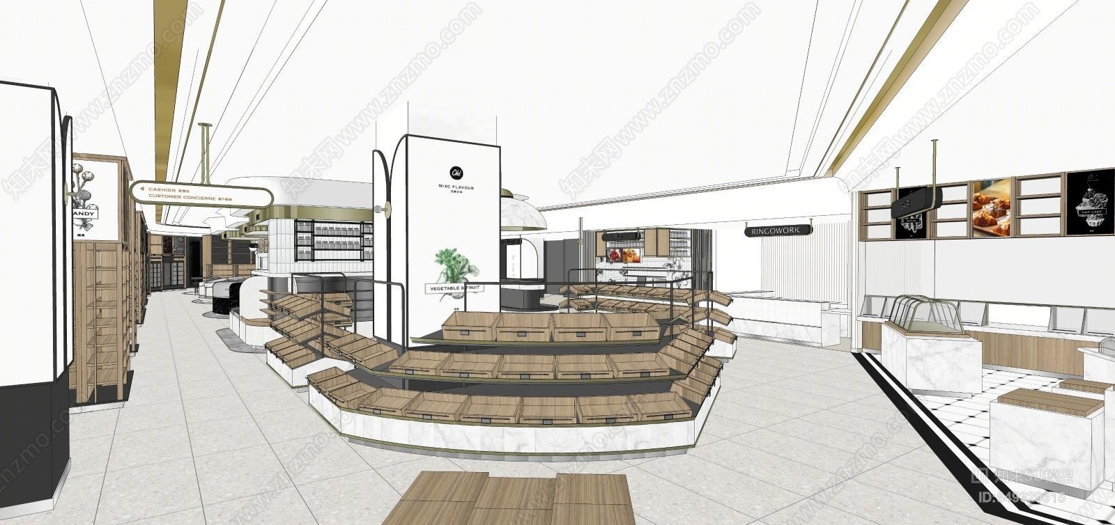 现代风格超市SU模型下载【ID:849329315】