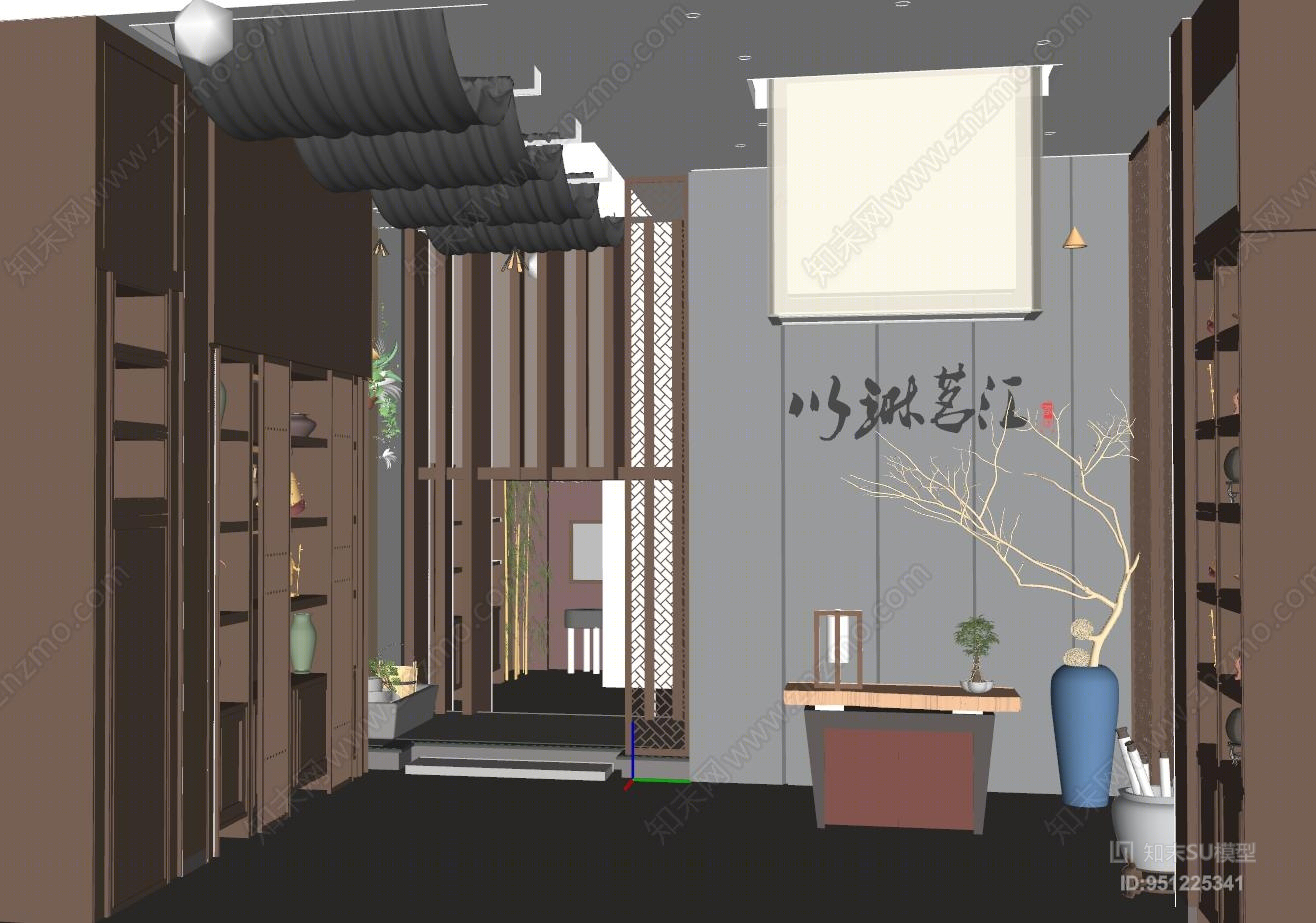 中式风格茶室SU模型下载【ID:951225341】