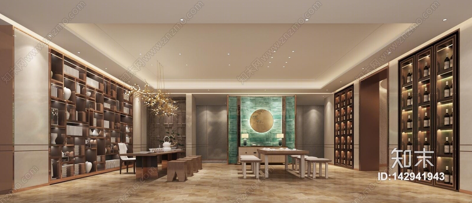 新中式茶室展厅3D模型下载【ID:142941943】