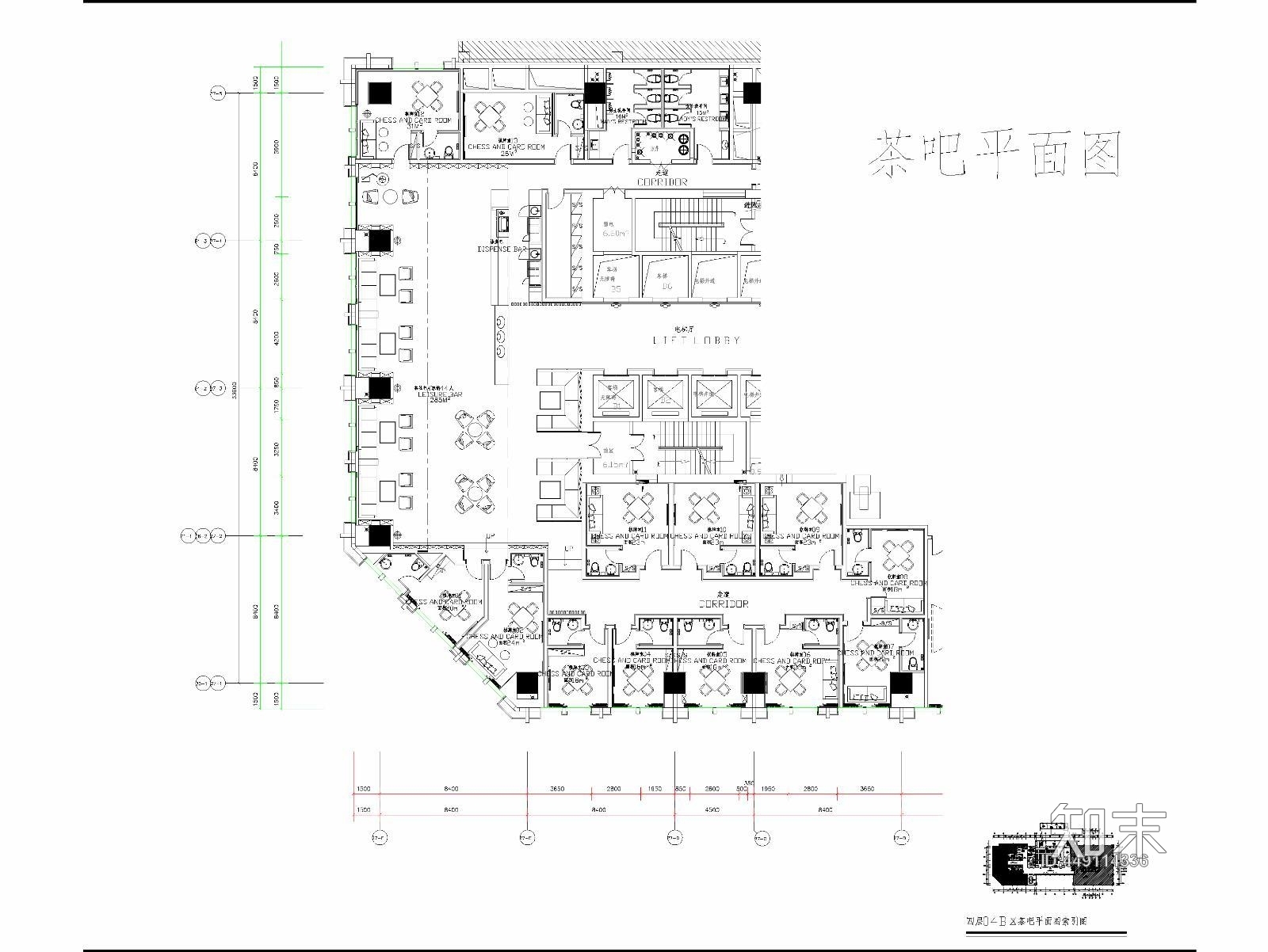 大型茶吧平面施工图cad施工图下载【ID:449114336】