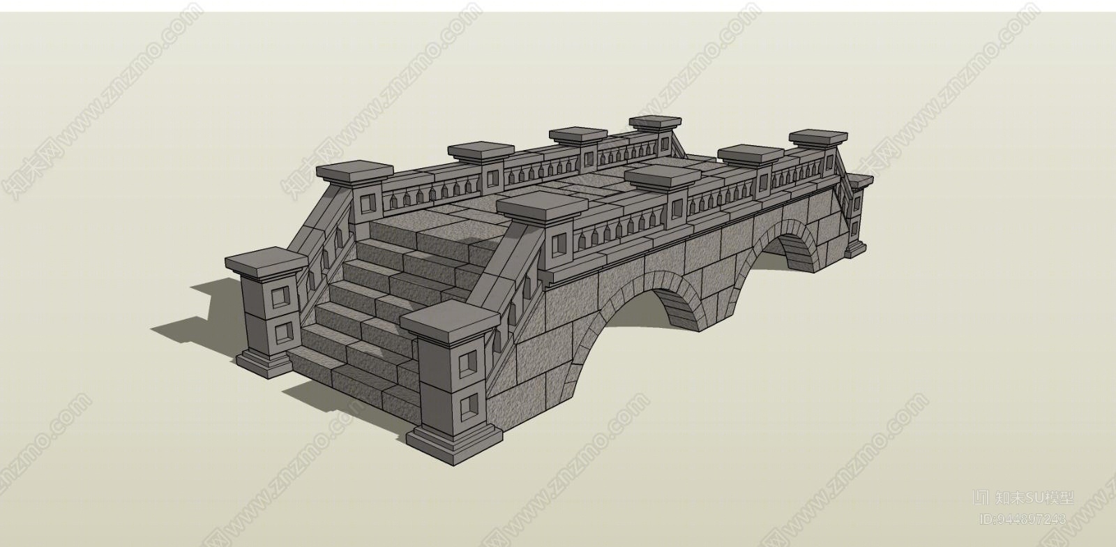 现代风格户外建筑石桥SU模型下载【ID:944897243】