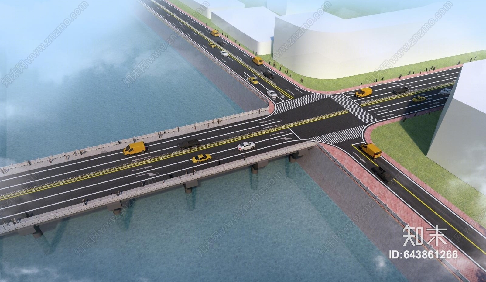 现代景观鸟瞰跨海大桥3D模型下载【ID:643861266】