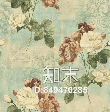 美式乡村田园碎花墙纸贴图下载【ID:849470285】