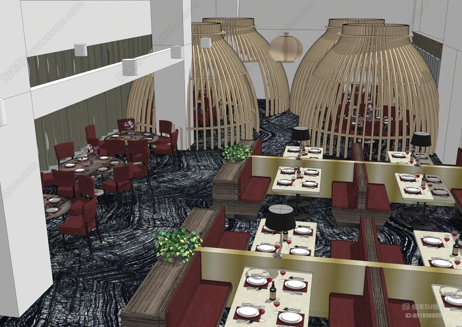 新中式风格火锅店SU模型下载【ID:851856855】