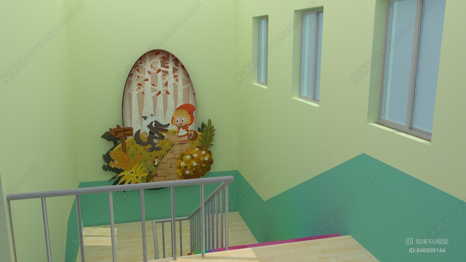 现代社区幼儿园SU模型下载【ID:846909144】