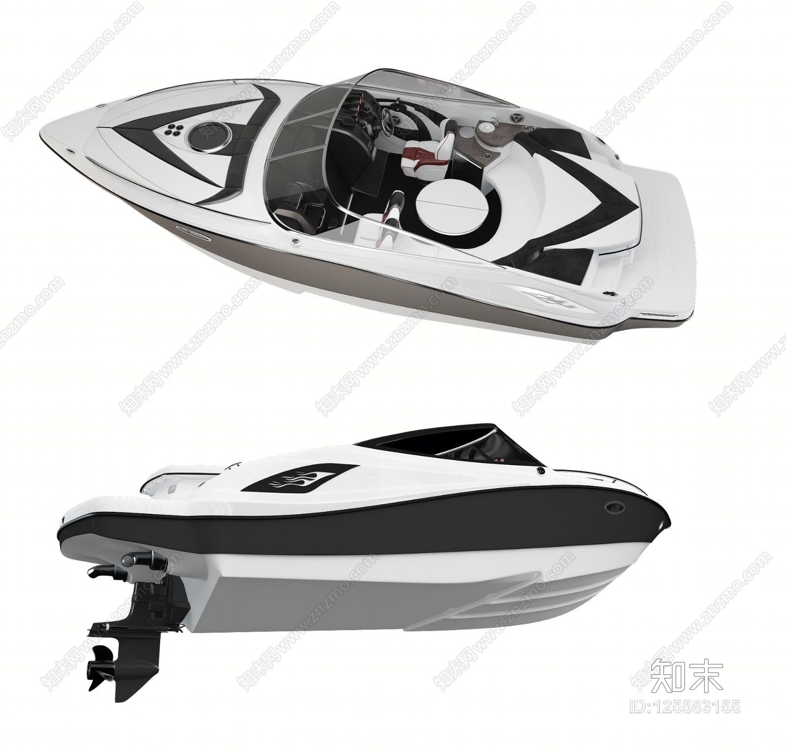 现代游艇快艇船3D模型下载【ID:125583155】