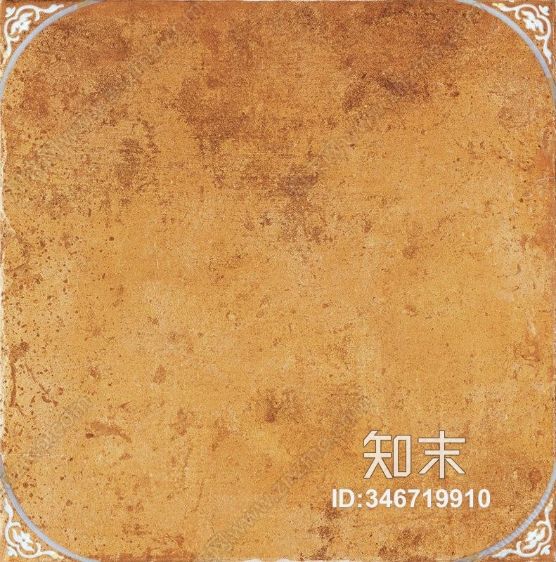 黄色仿古砖带角花贴图下载【ID:346719910】
