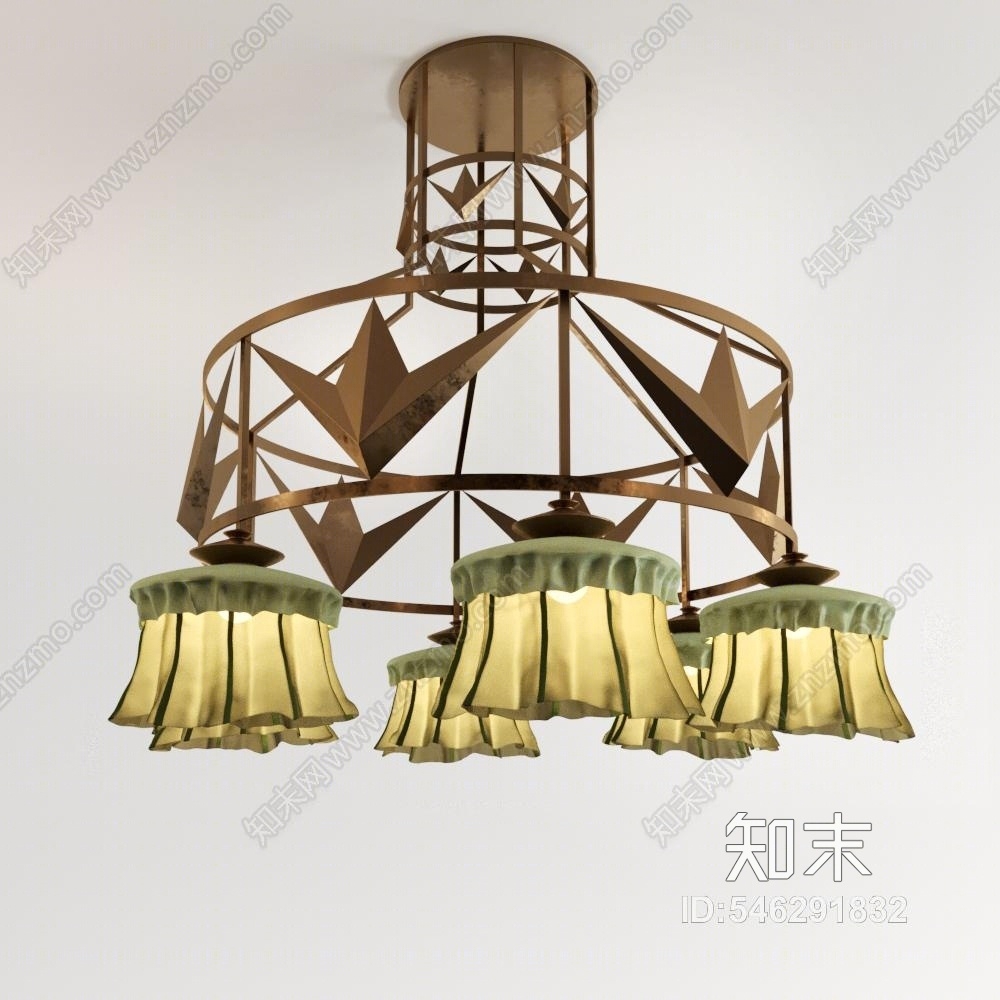 现代吊灯草垛吊灯3D模型下载【ID:546291832】
